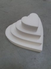 H 4cm Heart shaped cake dummies, set  5cm+10cm+15cm+20cm